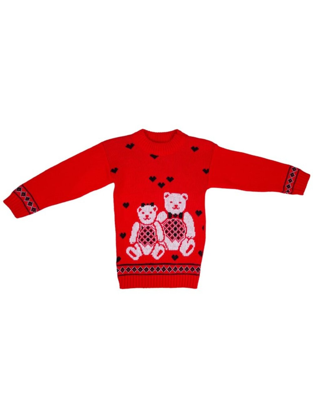 Vintage Hot Fudge USA Made Soft Red Teddy Bear Hearts Long Sleeve Knit Sweater 4